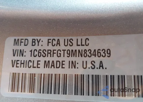 2021 Ram 1500 Tradesman 4X4 5'7 Box z USA, uszkodzony, nr VIN 1C6SRFGT9MN834639